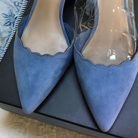 Lord & Taylor Blue Scalloped Ankle Strap Heels - Picture 4 of 8